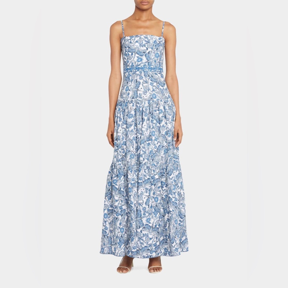 NWT Agua Bendita Lima Libelulas Dragonfly Noche Maxi Dress SIZE SMALL